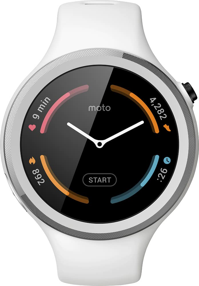 Front. Motorola - Moto 360 Sport Smartwatch 45mm Silicone - White.