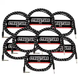 Strukture - Instrument Cable 10ft. Right Angle (/Silver) - 8 Pack - Black