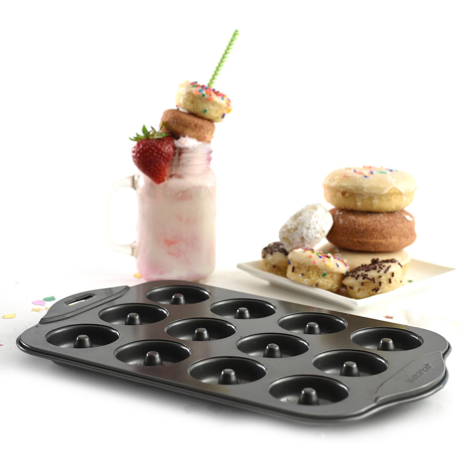 Alt View 5. Norpro - Nonstick 12-Cavity Mini Donut Pan - Black.