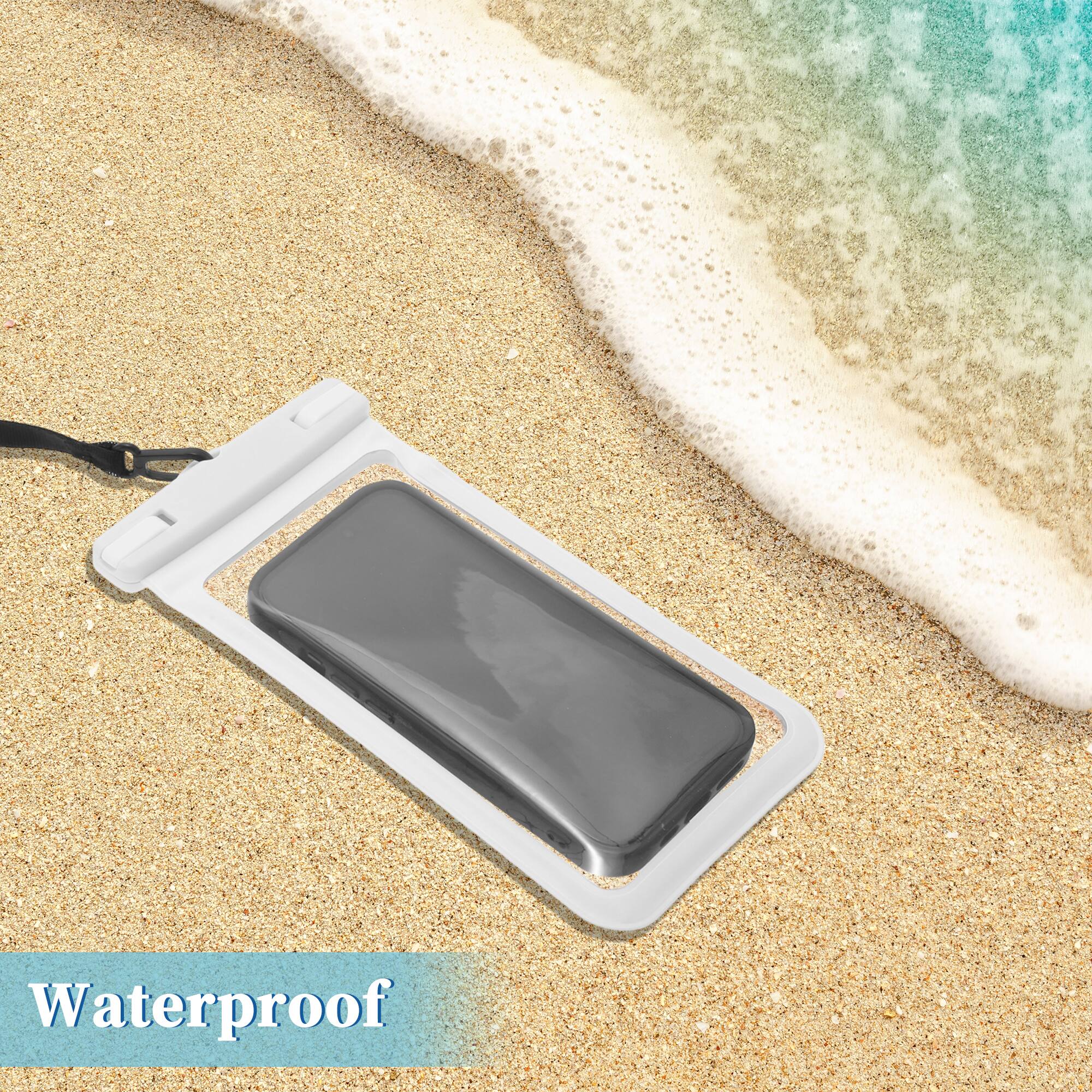 Alt View 1. Unique Bargains - 2pcs Mobile Waterproof Bag Universal Waterproof Case Compatible for Phone 4.53"x8.27" - White.