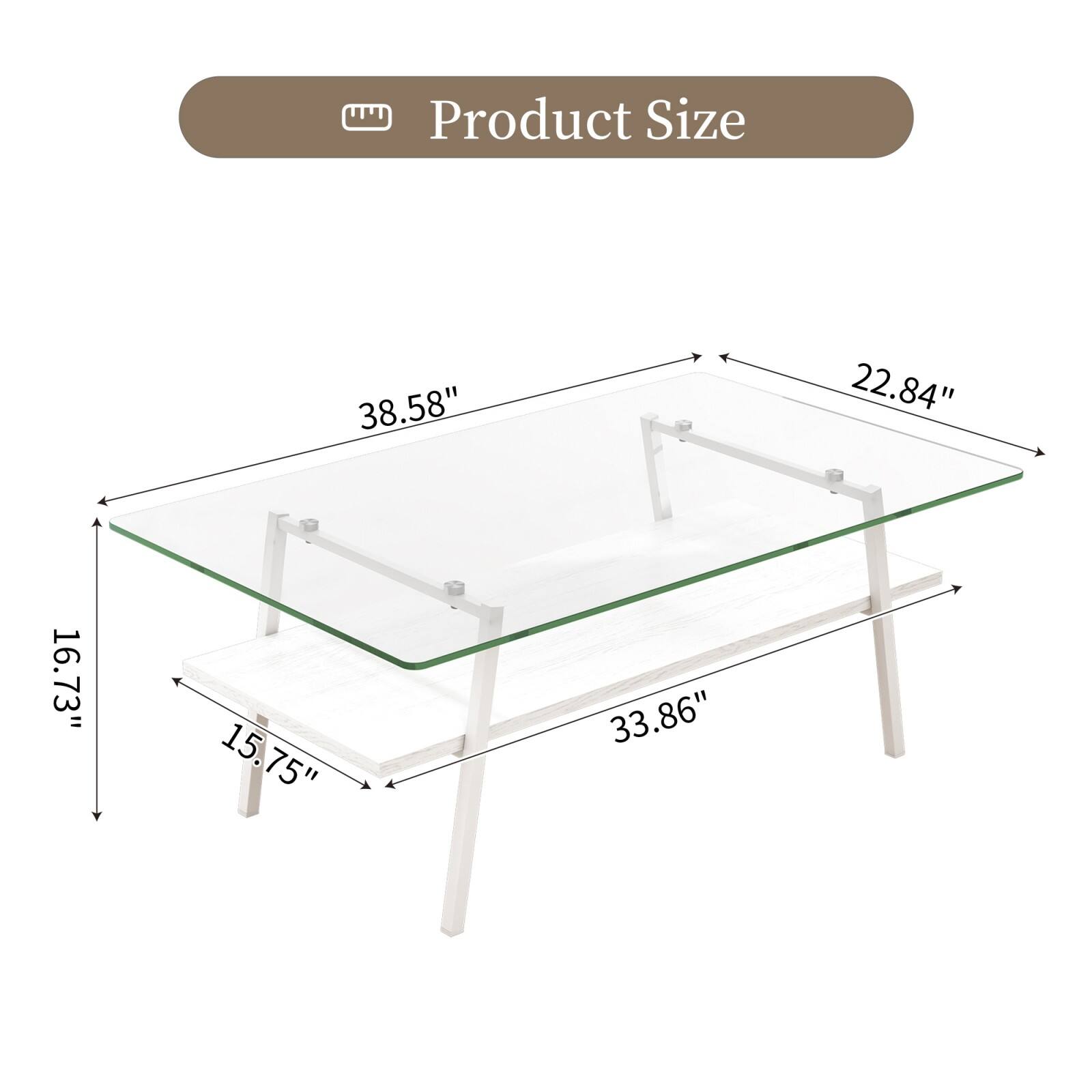 Product Size  
38.58" x 22.84" x 16.73" x 15.75" x 33.86"
