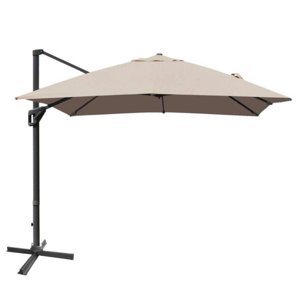 Alt View 5. Mondawe - 10 x 13 Feet Rectangular Cantilever Umbrella with 360° Rotation Function - Brown.