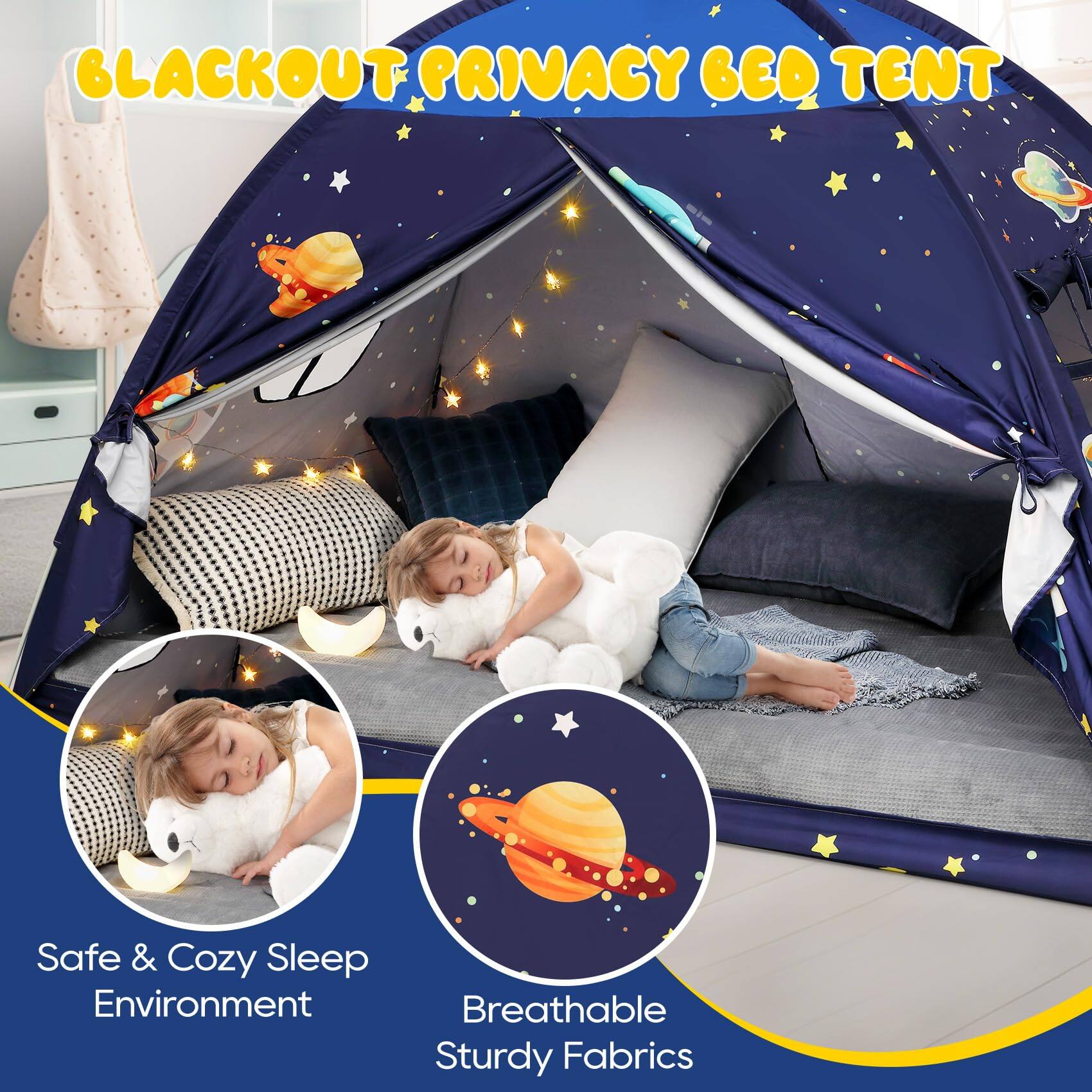 BLACKOUT PRIVACY BED TENT

Safe & Cozy Sleep Environment

Breathable Sturdy Fabrics