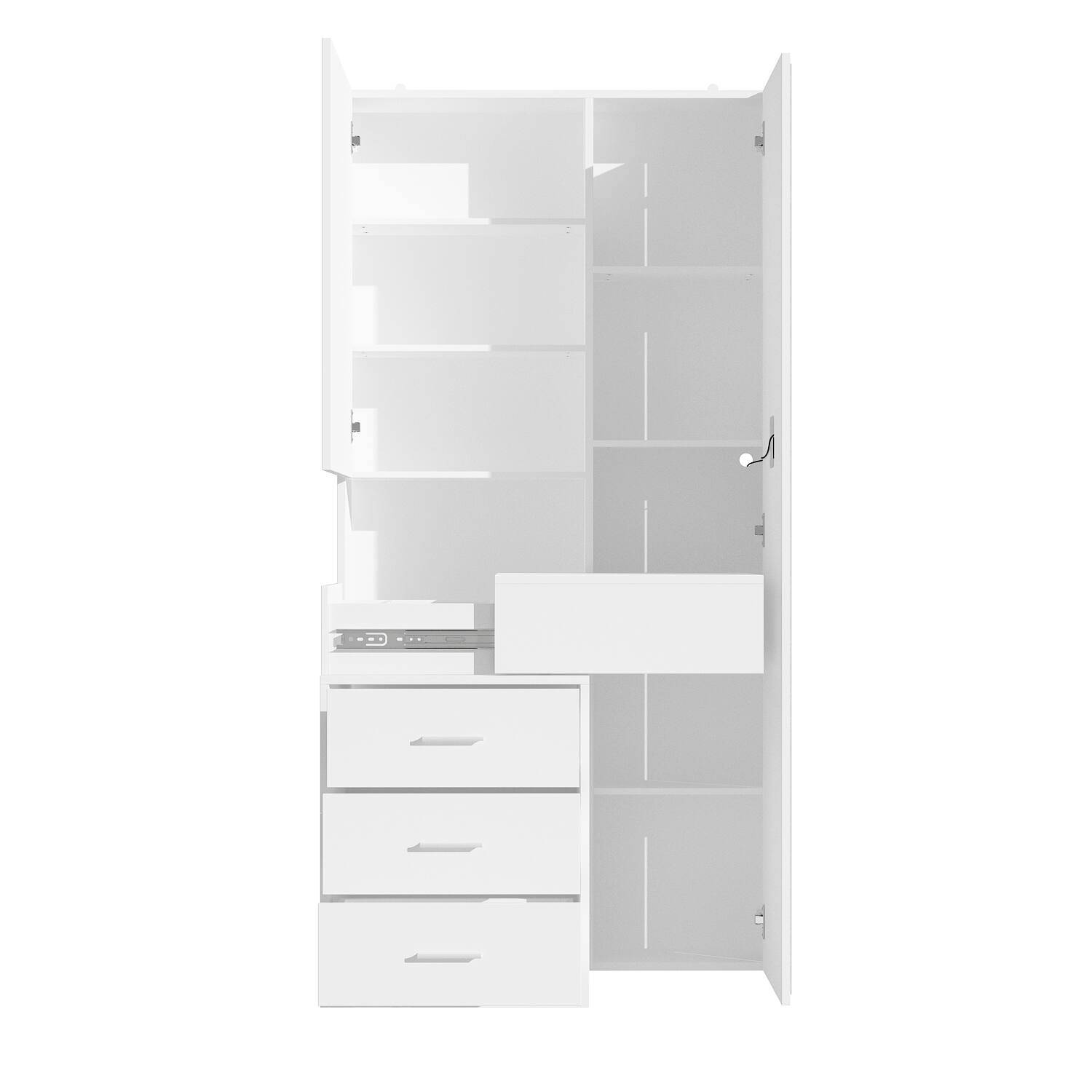 Alt View 10. Famapy - LED Full - Length Mirror Vanity Set with Hidden Makeup Desk & Ample Storage - White.