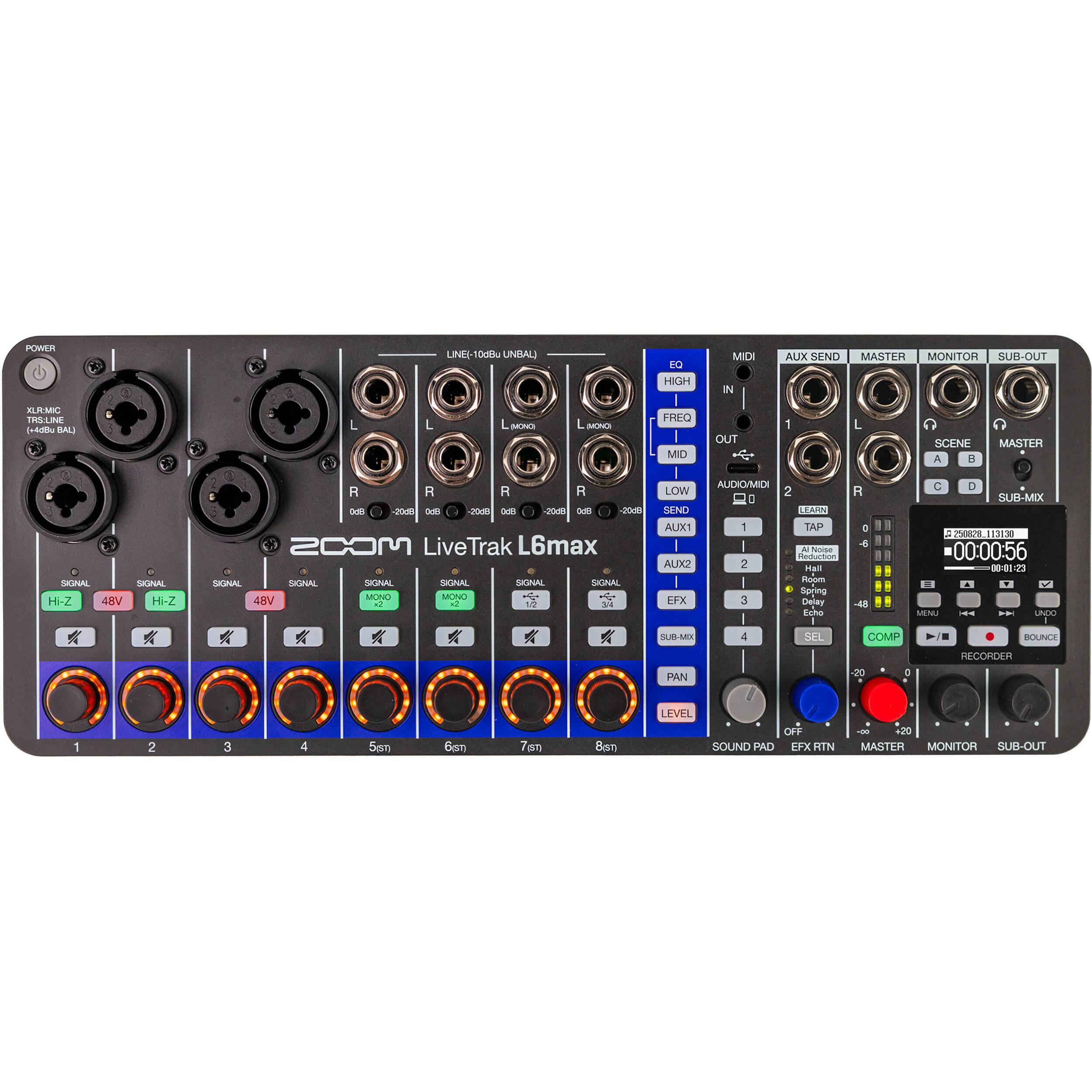 Zoom LiveTrak L6max Portable 12 Channel Mixer and Recorder Bundle