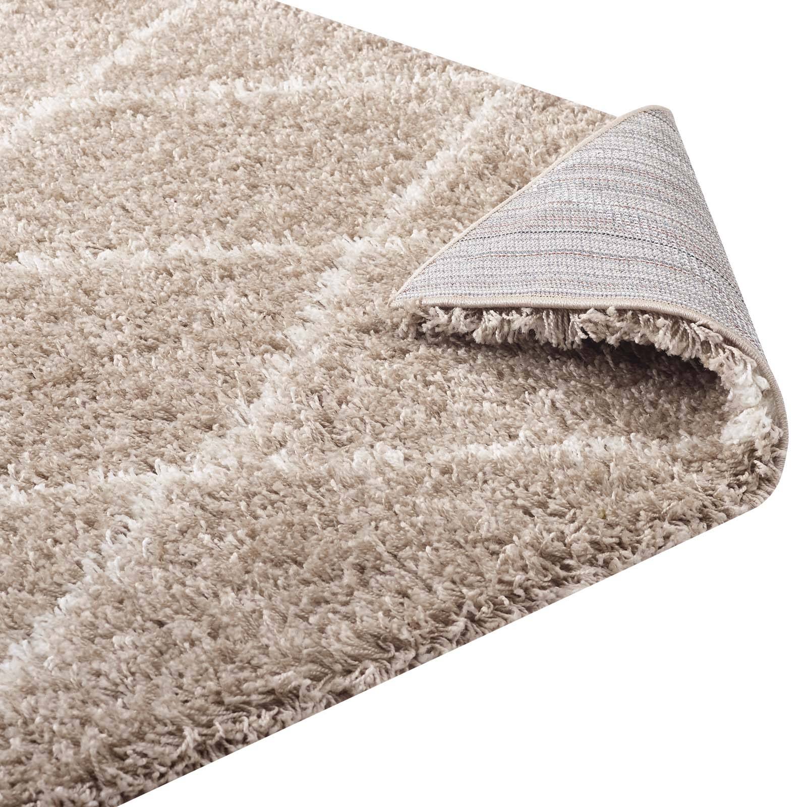 Alt View 3. Modway - Toryn Diamond Lattice Shag Area Rug - Beige and Ivory.