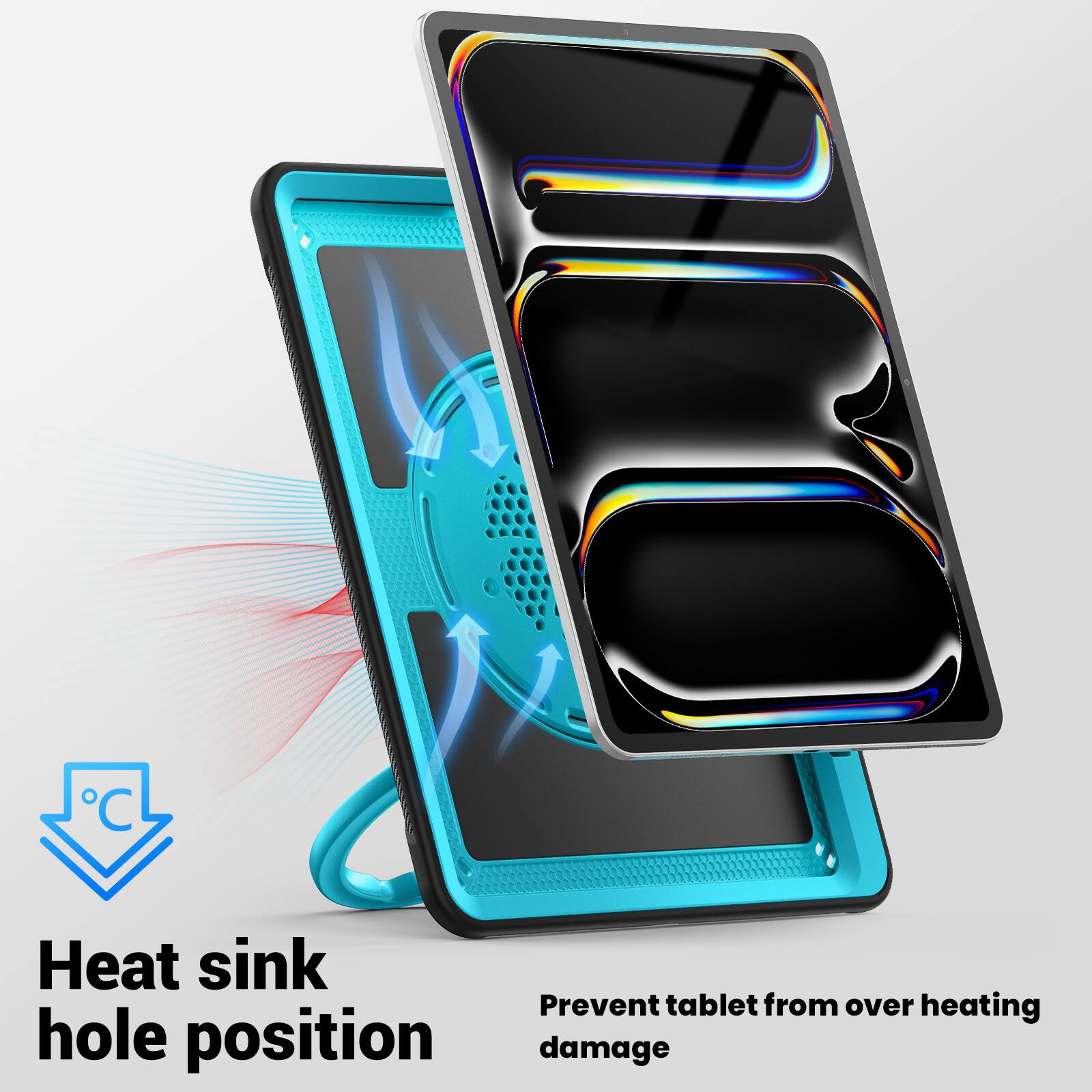 Heat sink hole position  
Prevent tablet from over heating damage