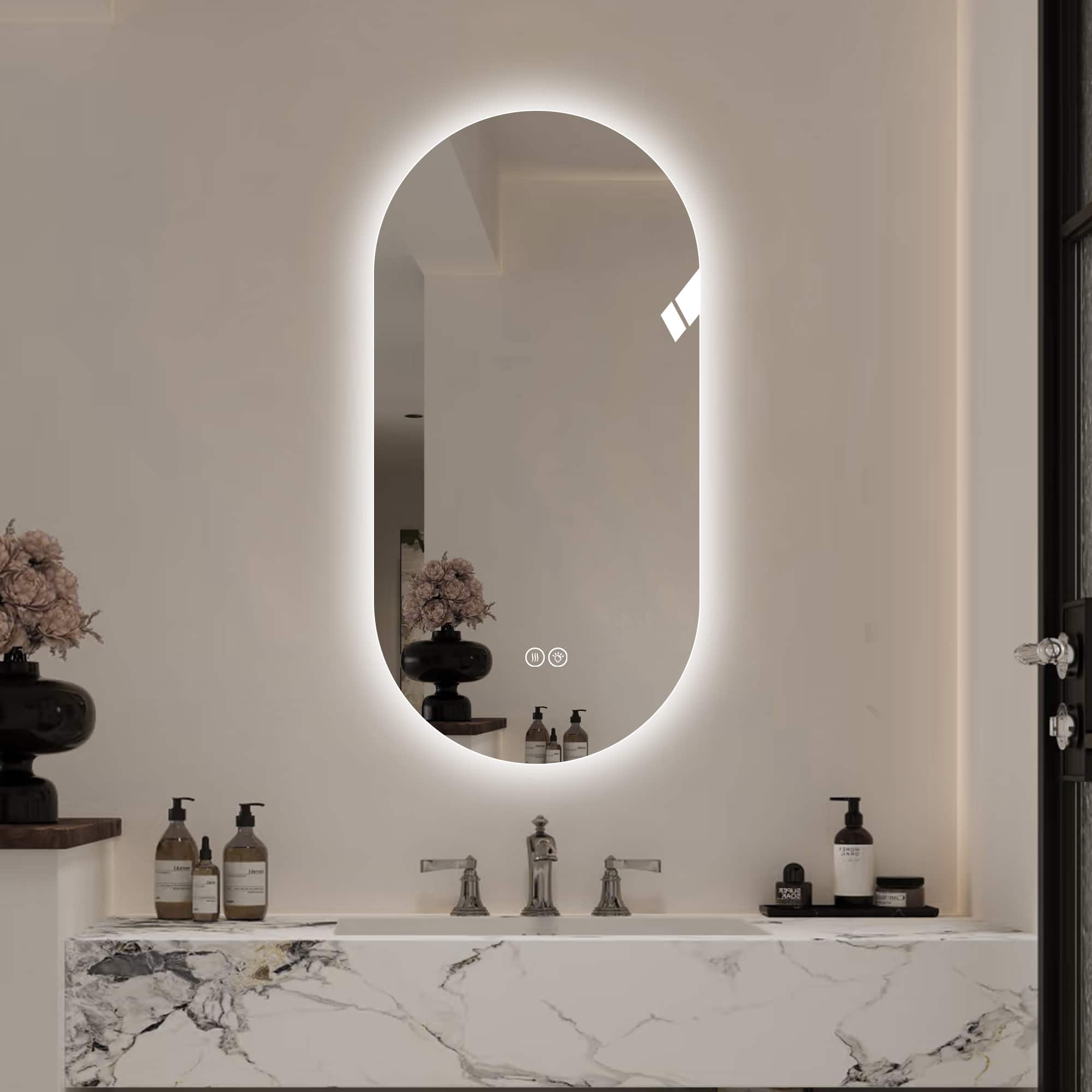 Boyel Living - 48 by 24 Inch Smart Wall Mounted LED Touch Screen Anti Fog Mirror for Bathroom or Barber Shop
