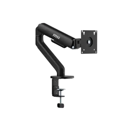 Front. MSI - MAG MT101G Single Monitor Arm – Adjustable Desk Mount, VESA Compatible, 17–32in, 22 lbs Capacity, Clamp & Grommet - Matte Black.