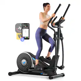 MERACH - E09 Elliptical Exercise Machine 16 Adjustable Workout Levels Silent Magnetic Resistance Fitness Equipment - Black