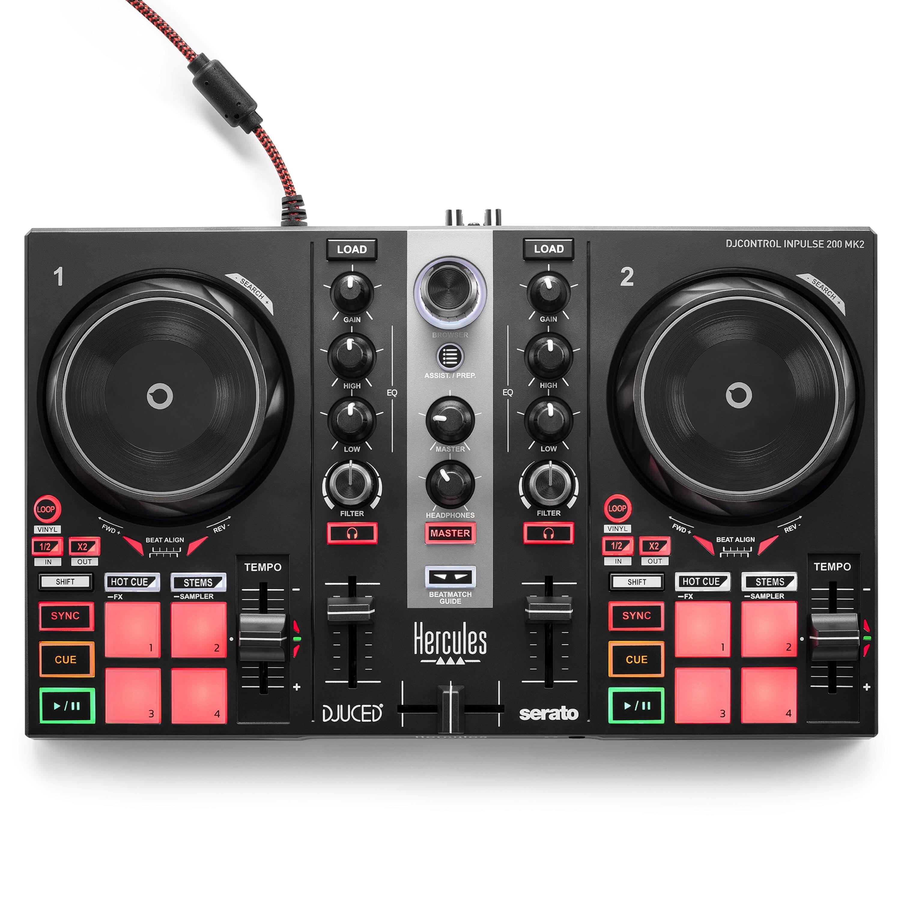 Front. Hercules - DJ Control Inpulse 200 MK2 DJ Mixer - Black.