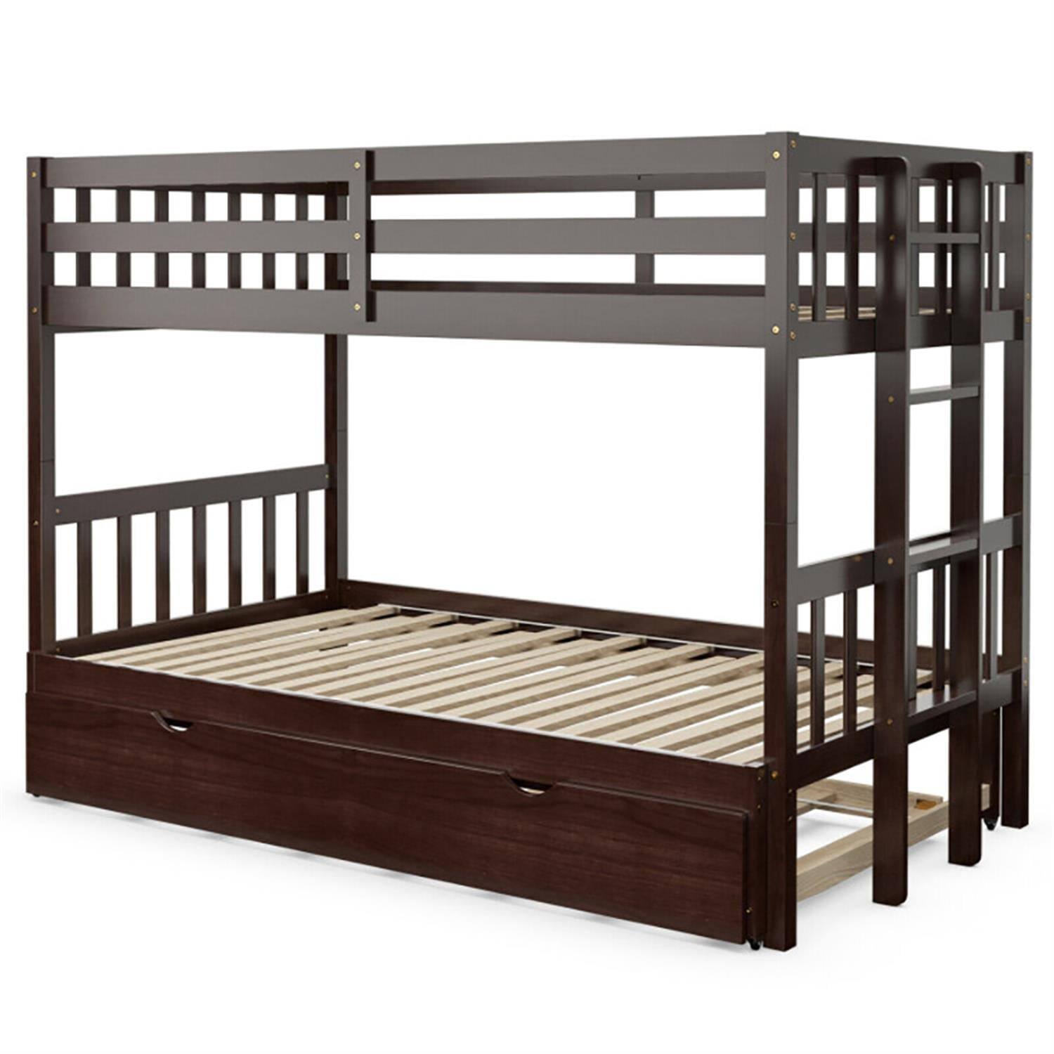 Pefilos Twin Pull Out Bunk Beds with Ladder in the Steps and a Trundle ...
