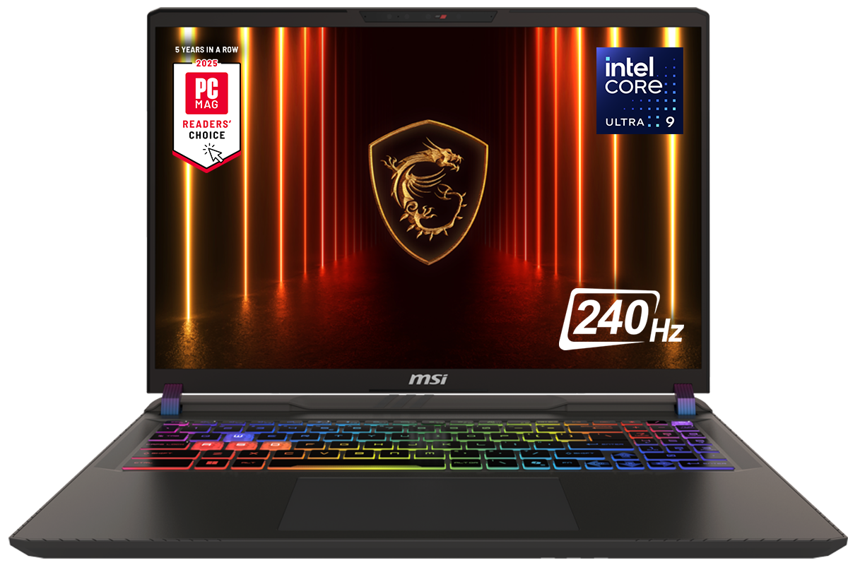 5 YEARS IN A ROW
2025
PC MAG READERS' CHOICE
intel CORE ULTRA 9
240 Hz
msi