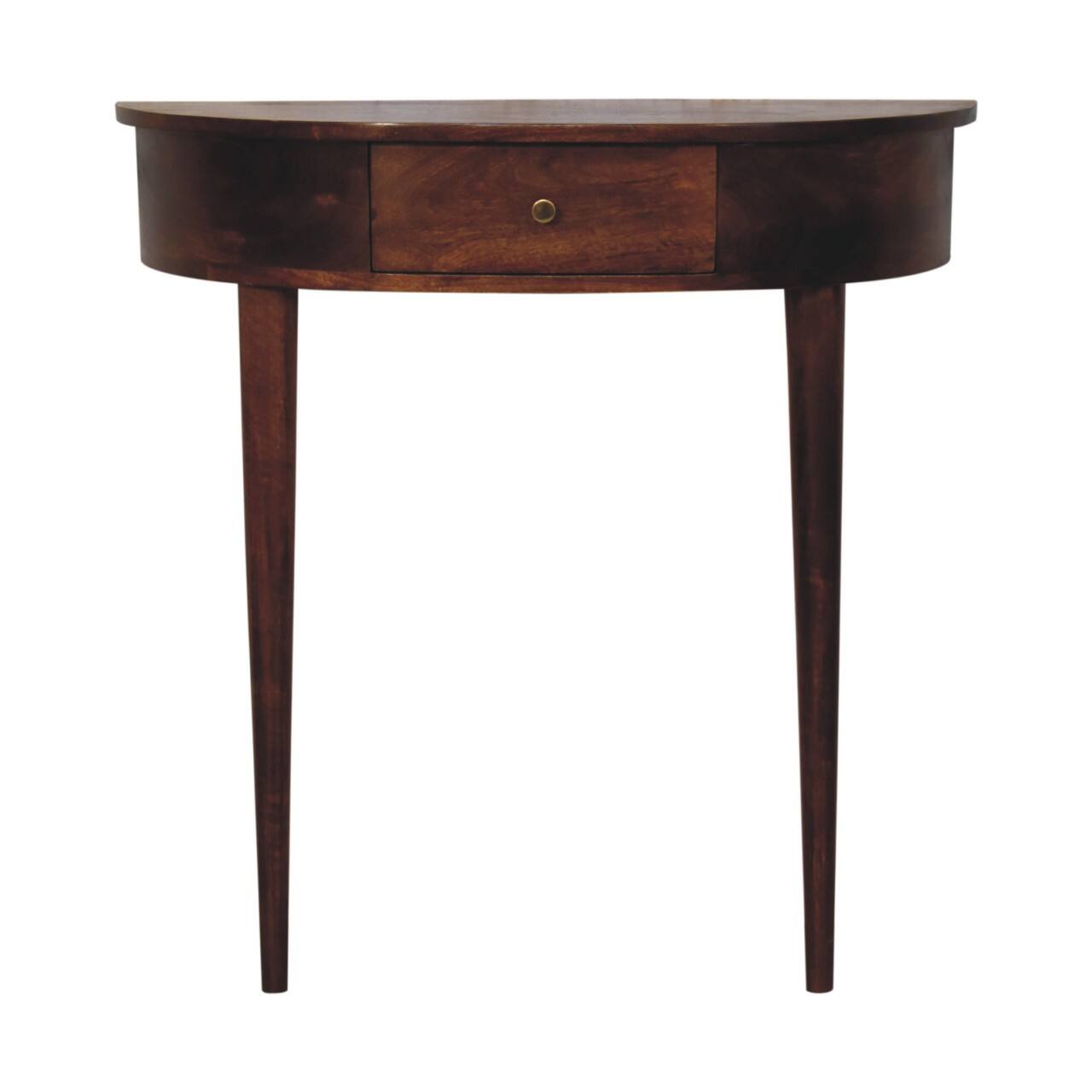 Front. Artisan Furniture - Artisan Furniture Backless Mounted Chestnut Console, Nordic Style, 1 Drawer - Dark Brown.