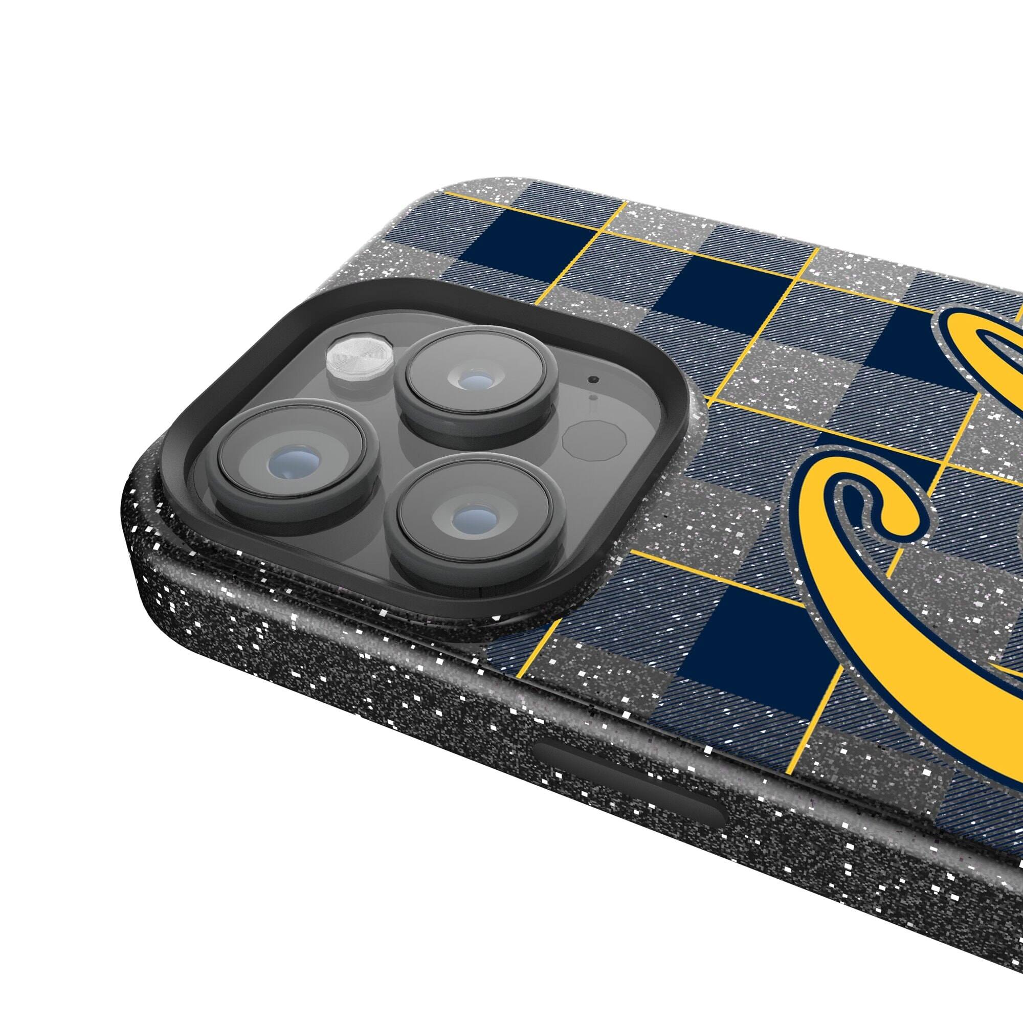 Alt View 2. Keyscaper - Cal Bears Plaid Bling iPhone Case - 14 Plus - Black.