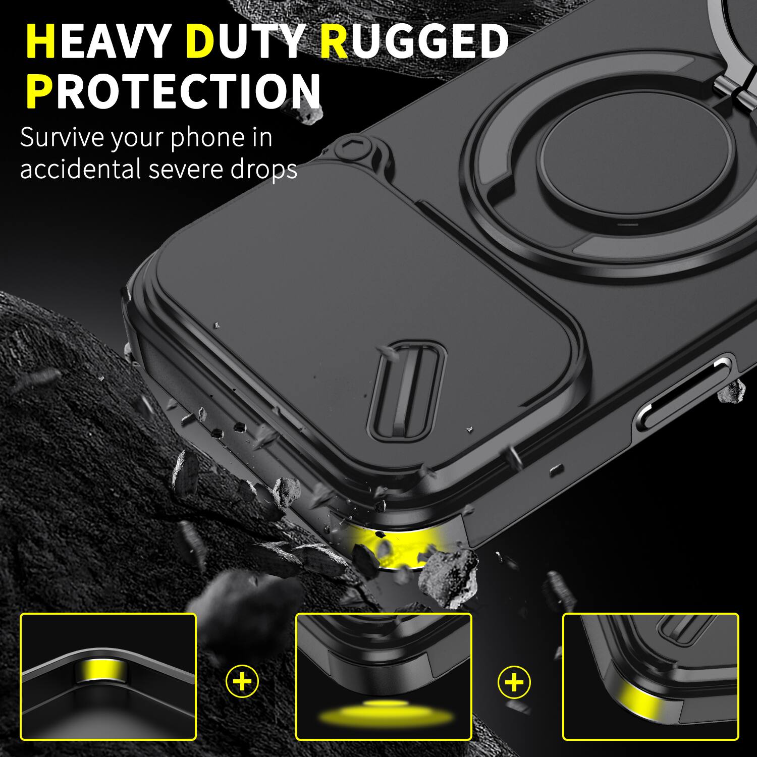 HEAVY DUTY RUGGED PROTECTION  
Survive your phone in accidental severe drops
