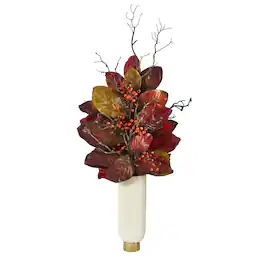 BreeBe - 38" Autumn Magnolia w/ Berries Plant in Planter - Green