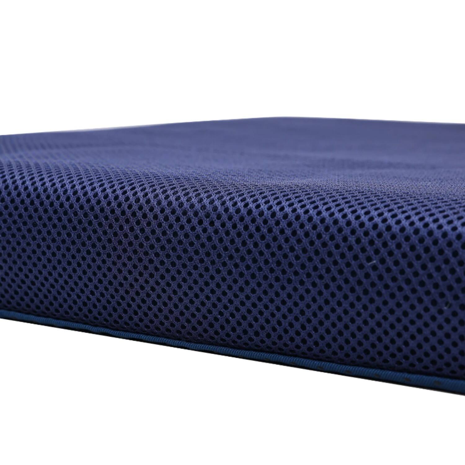 Angle. KERDOM - 2 inches Thick 32D Memory Foam Wheelchair Seat Cushion - 17"×17"×2", Pressure Relief, Electric Wheelchair Accessories - Navy Blue.