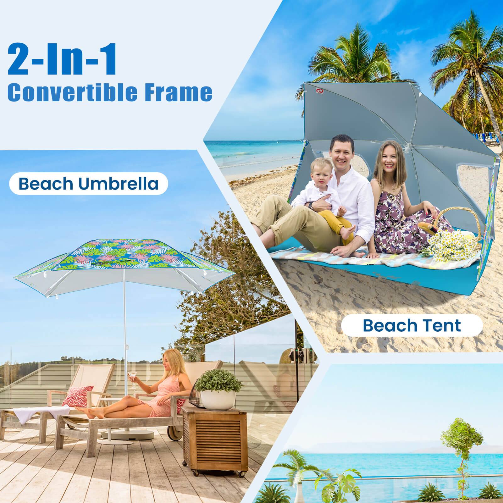 2-In-1 Convertible Frame: Beach Umbrella, Beach Tent