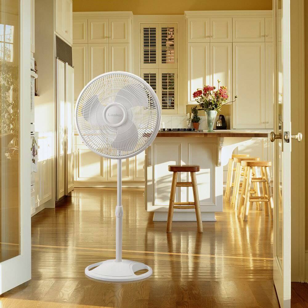 Alt View 3. Lasko - Lasko 16" 3-Speed Adjustable Tilting Oscillating Standing Pedestal Fan, White - White.