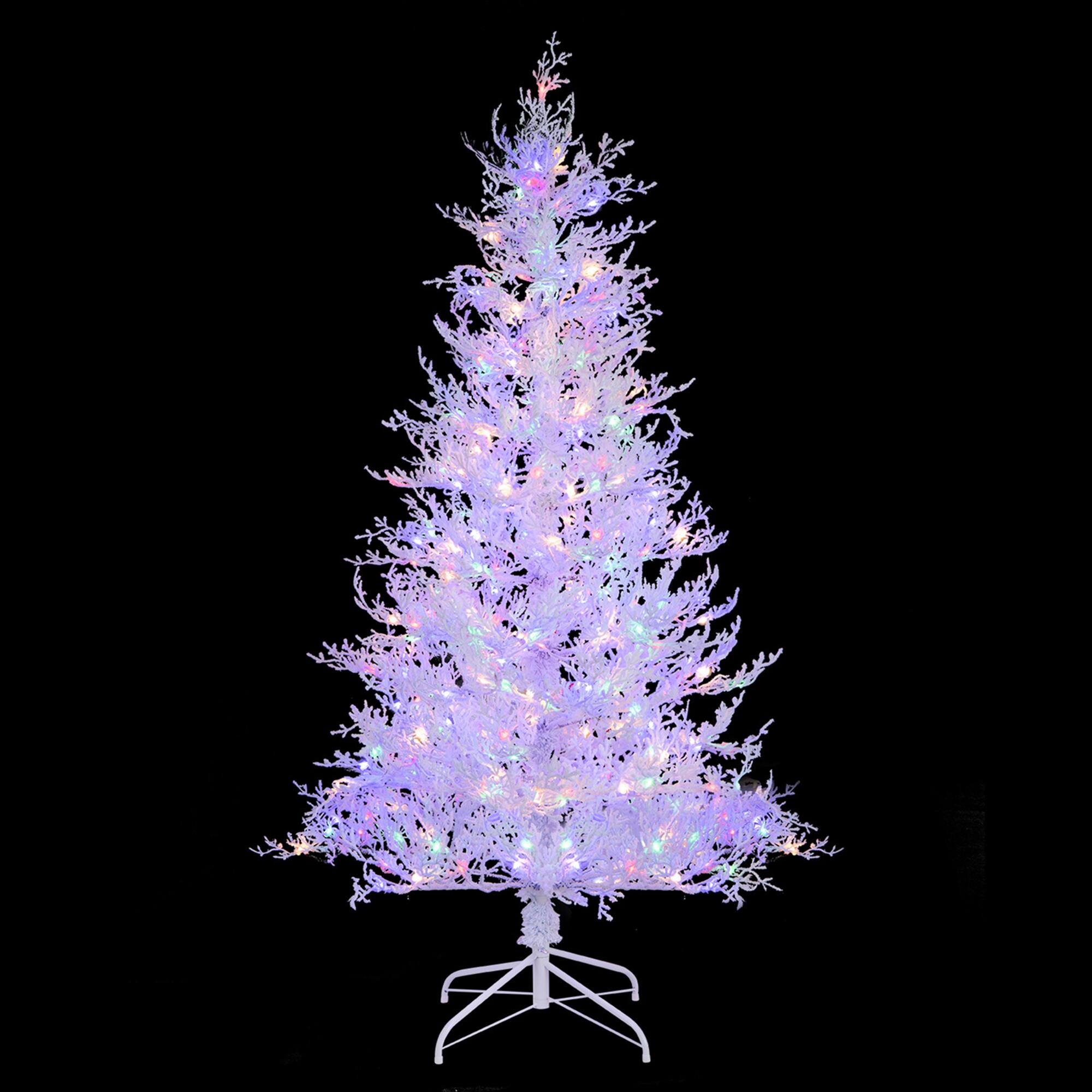 Alt View 19. Costway - 6 FT Pre-Lit Christmas Tree Snow Flocked Hinged 11 Lighting Modes with 300 Lights - White.