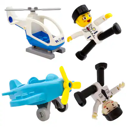 Front. PicassoTiles - PicassoTiles 4 PC Pilot, Helicopter, Airplane Set, Magnetic Tiles Building Blocks for Kids 3+.