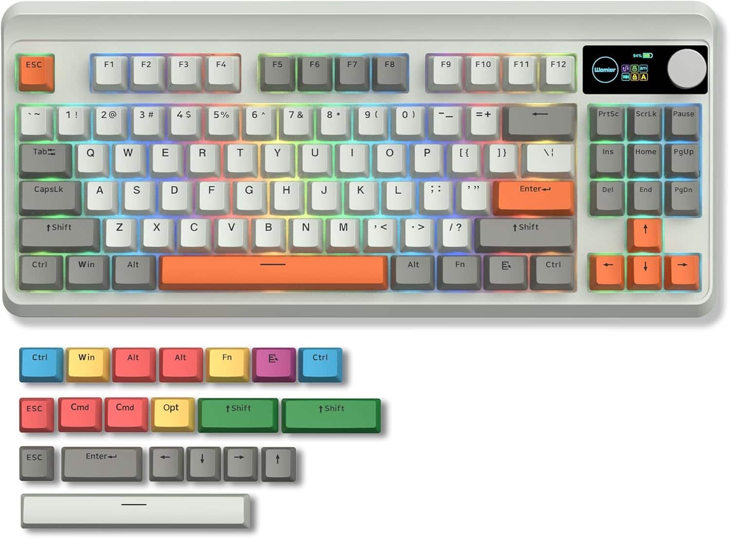 Womier - M87 Pro TKL Wireless Mechanical Keyboard with OLED Display&Knob, Gaming Keyboard with Hot-Swappable Custom Switch - Gray
