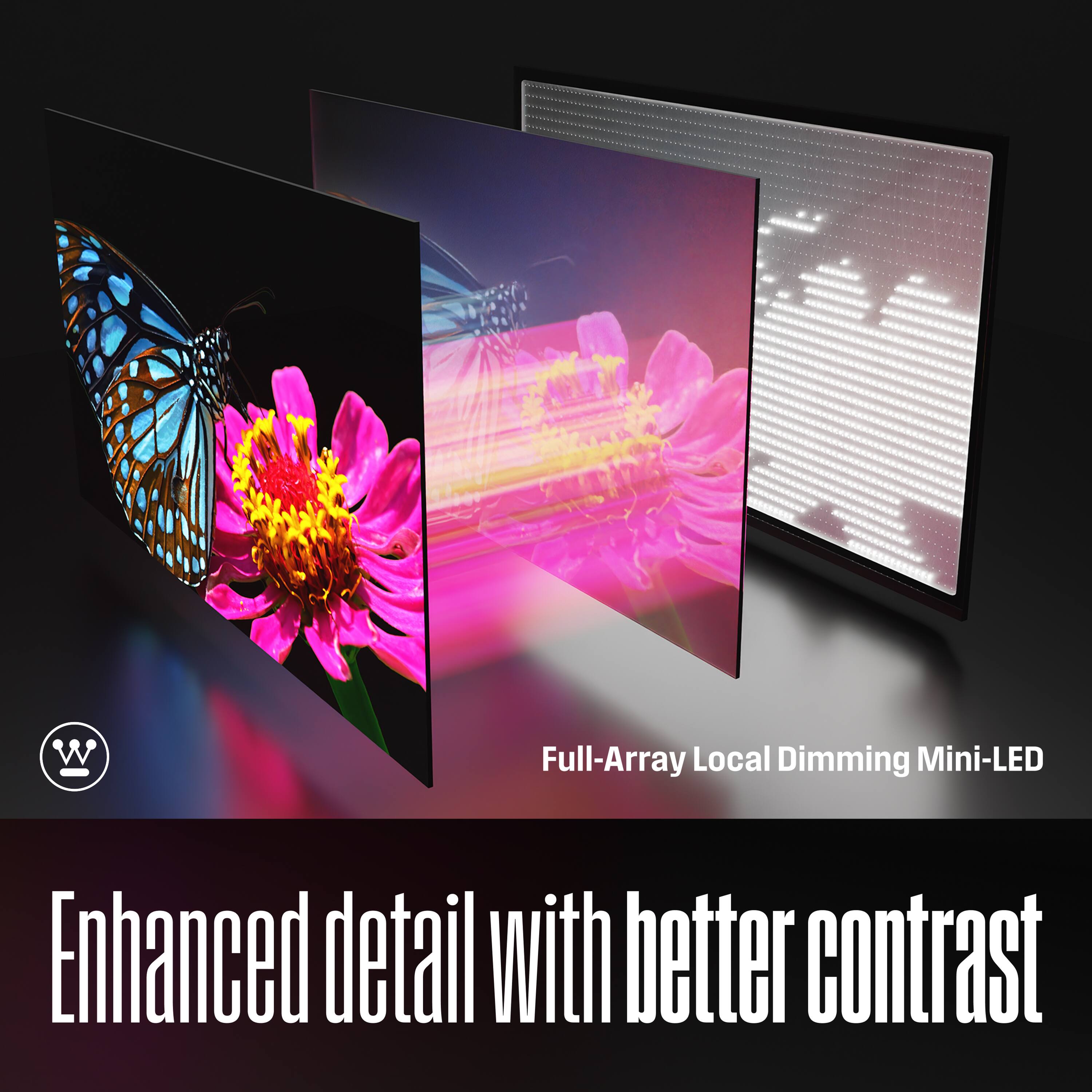 Full-Array Local Dimming Mini-LED  
Enhanced detail with better contrast