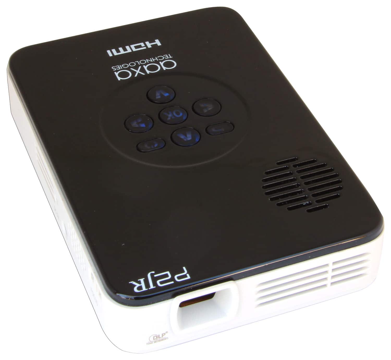 Front. AAXA - Refurbished P2 Jr. Pico DLP Projector - Gloss White/Black.