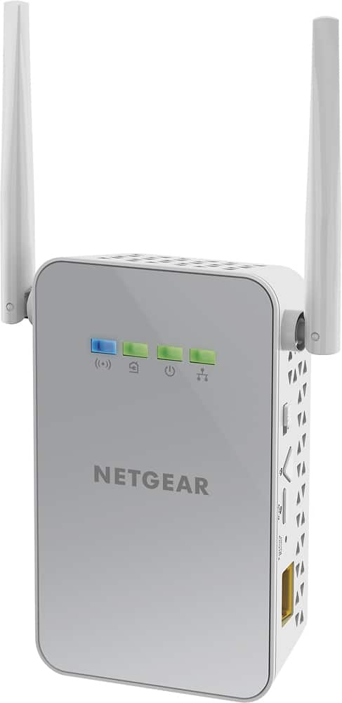 Left. NETGEAR - Powerline AC1000 Wi-Fi Access Point and Adapter - White.
