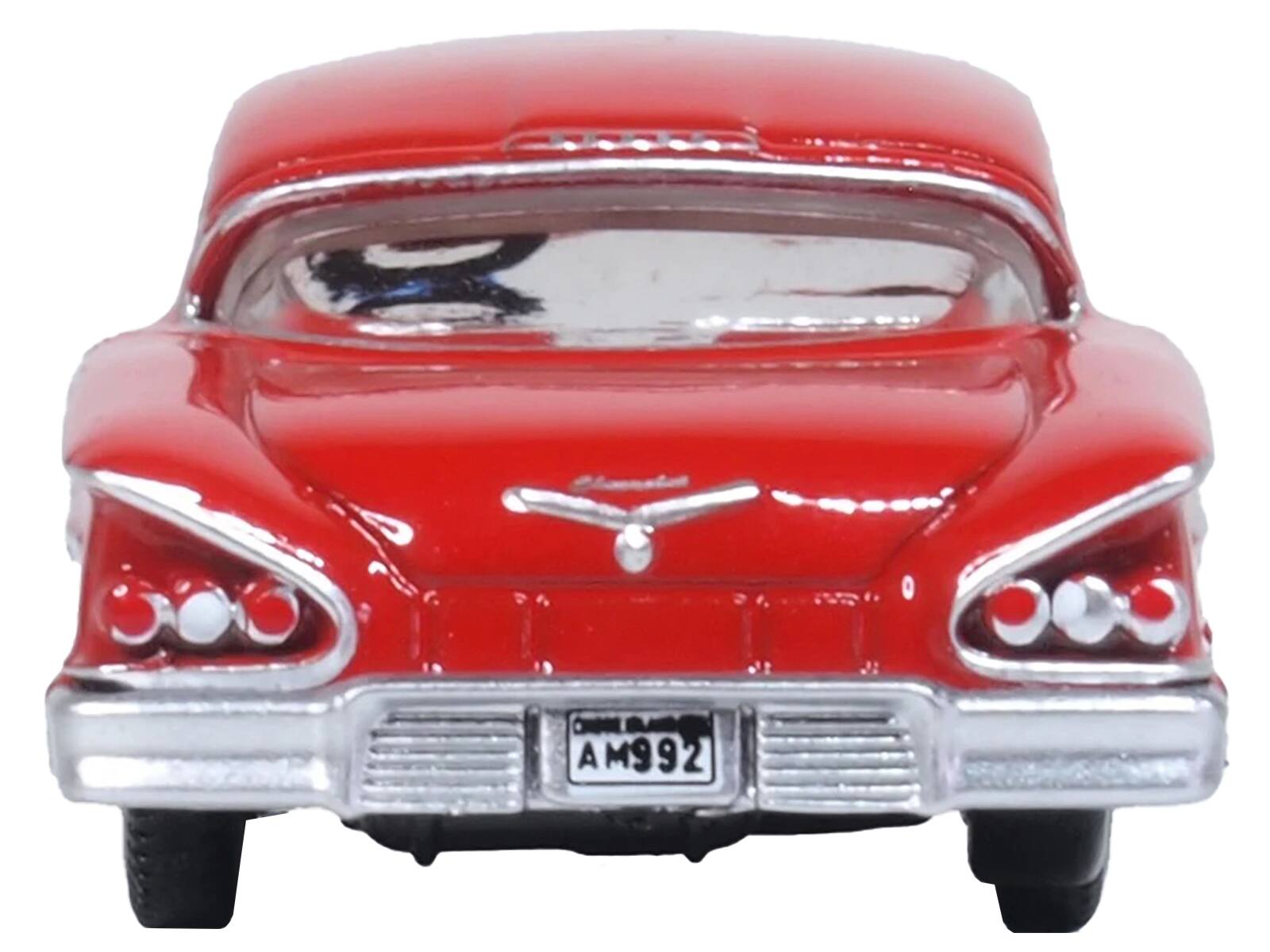 Back. Oxford Diecast - 1958 Chevrolet Impala Sports Coupe Rio Red 1/87 (HO) Scale Diecast Model Car by Oxford Diecast - Red.