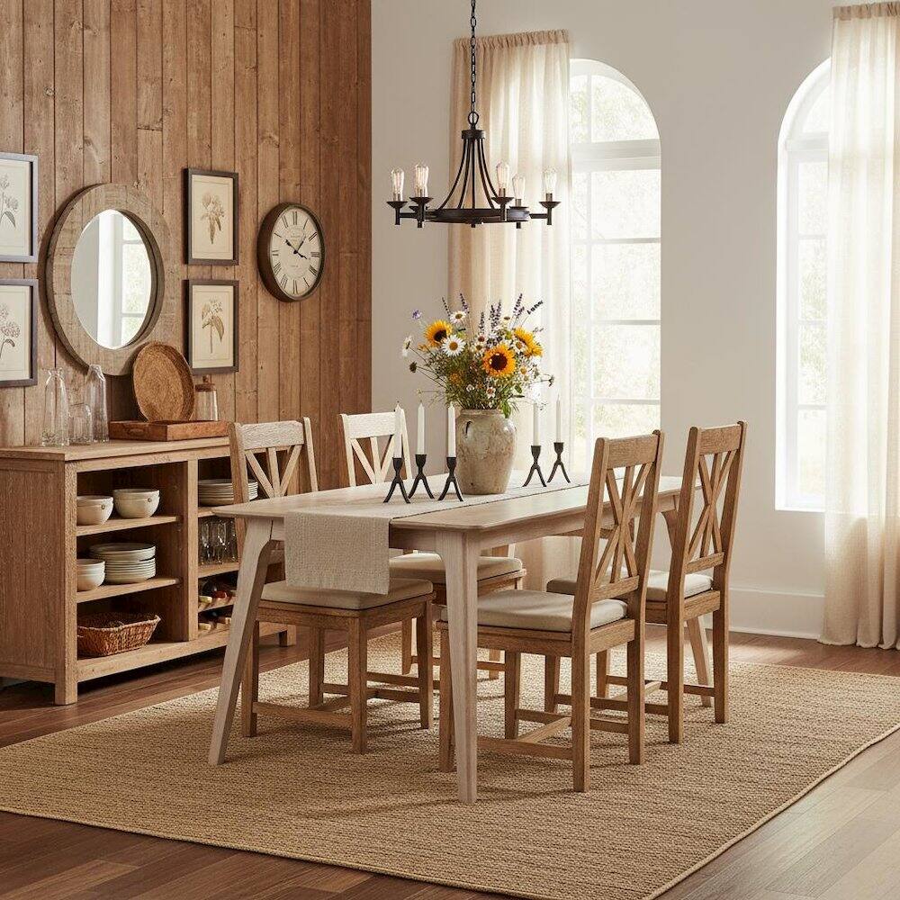 Alt View 4. FurniFact - White Ash 60" Rectangle Wood Dining Table - White.