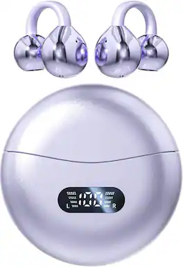 SKRAN - Open-Ear Clip-On Bluetooth Headphones, Noise Cancelling, Long Battery Life, Ideal for Gym, Office & Travel - Purple