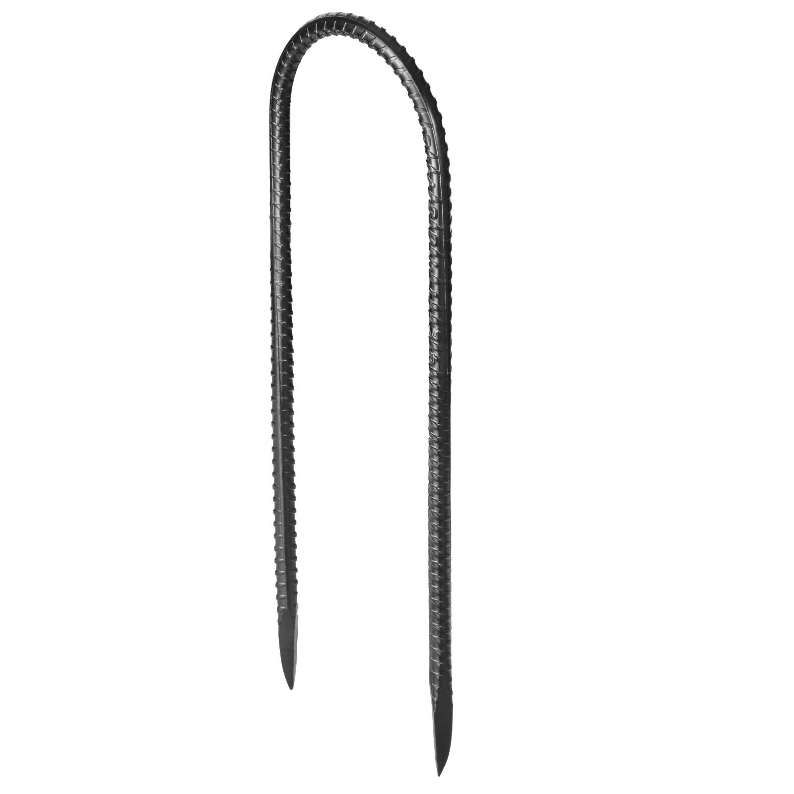 Alt View 5. VEVOR - Rebar Stakes, 12-Inch, Heavy-Duty 0.32 in Diameter U Shape, Galvanized Steel Ground Anchors with Chisel Point End - Black.
