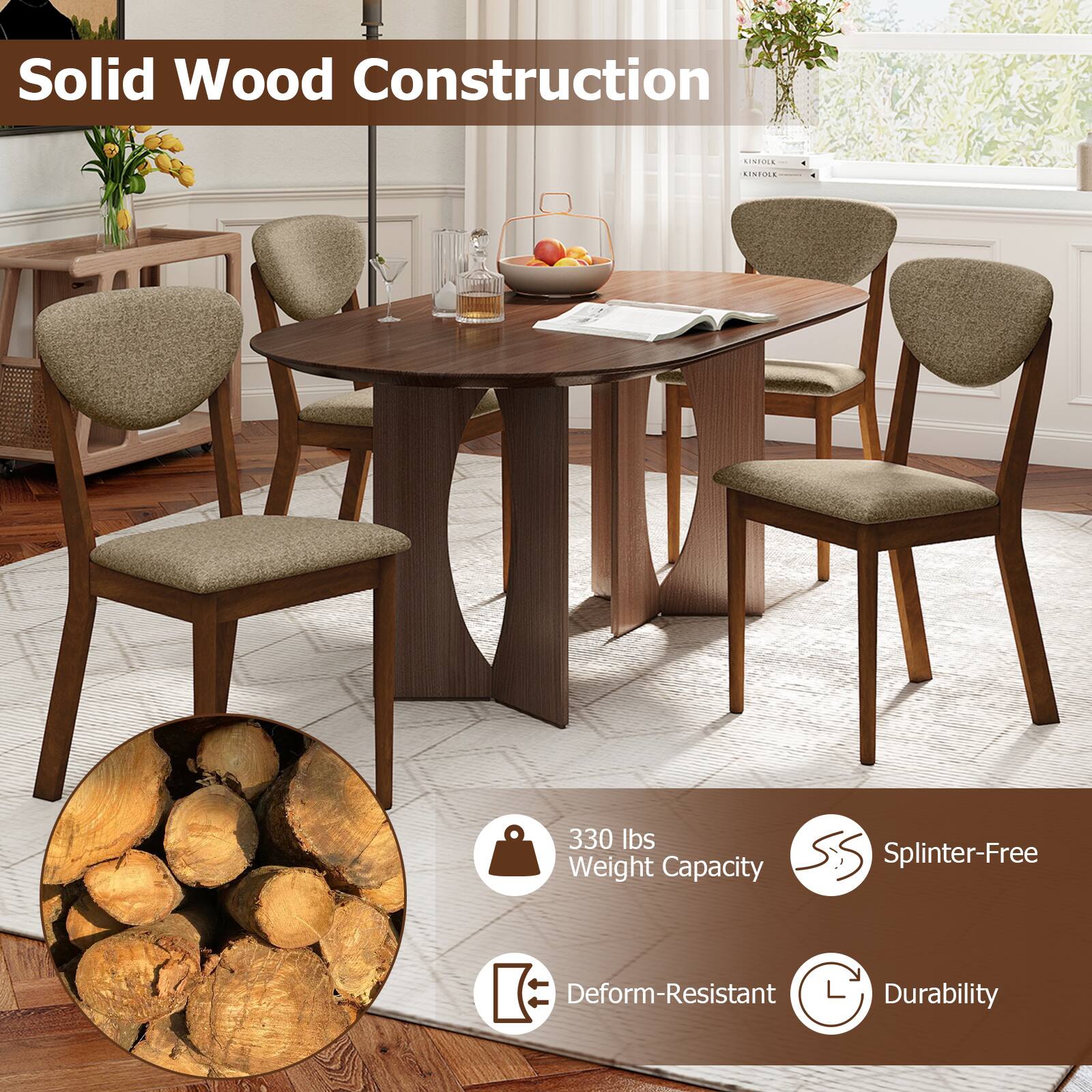 Solid Wood Construction

KINFOLK

330 lbs Weight Capacity

Splinter-Free

Deform-Resistant

Durability