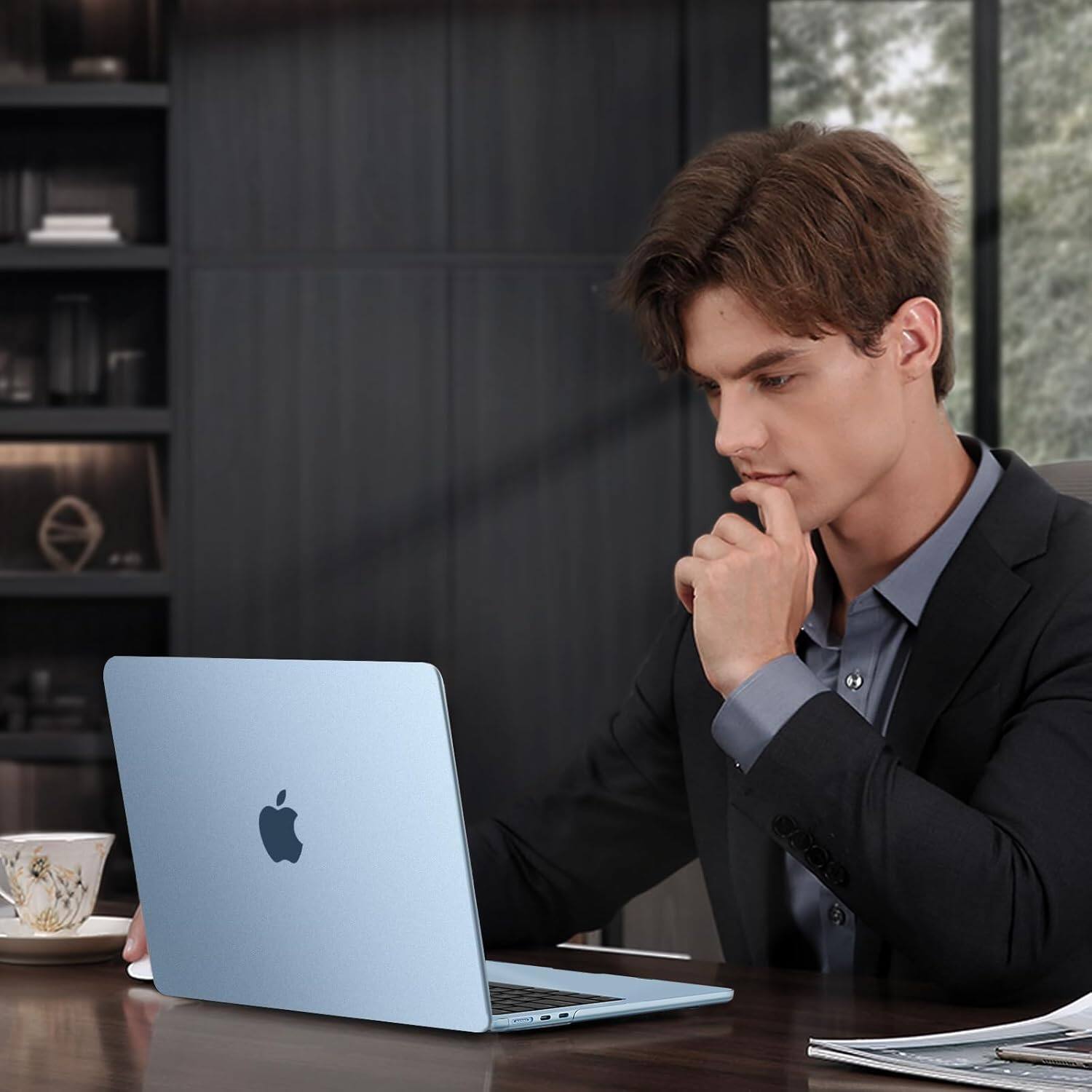 Alt View 2. mosiso - MacBook Air 13-inch Hard Shell Case for M5 M4 M3 M2 A3449 A3240 A3113 A2681 2026-2022 - Sky Blue Clear.