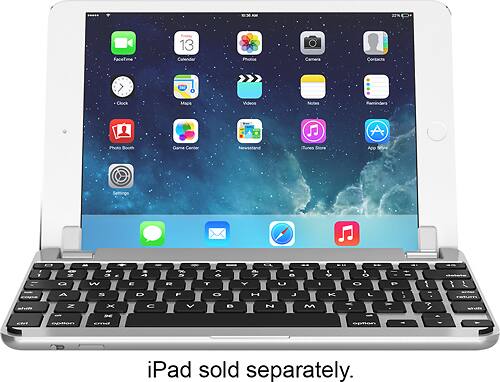 Brydge - BrydgeMini Bluetooth Keyboard for Apple® iPad® mini, mini 2 and mini 3 - Silver - Larger Front