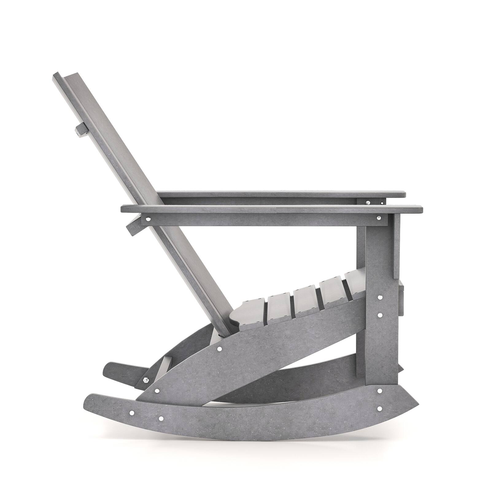 Alt View 4. Gymax - Gymax Set of 2 Adirondack Rocking Chair All Weather HDPE Rocker Grey Patio - Grey.