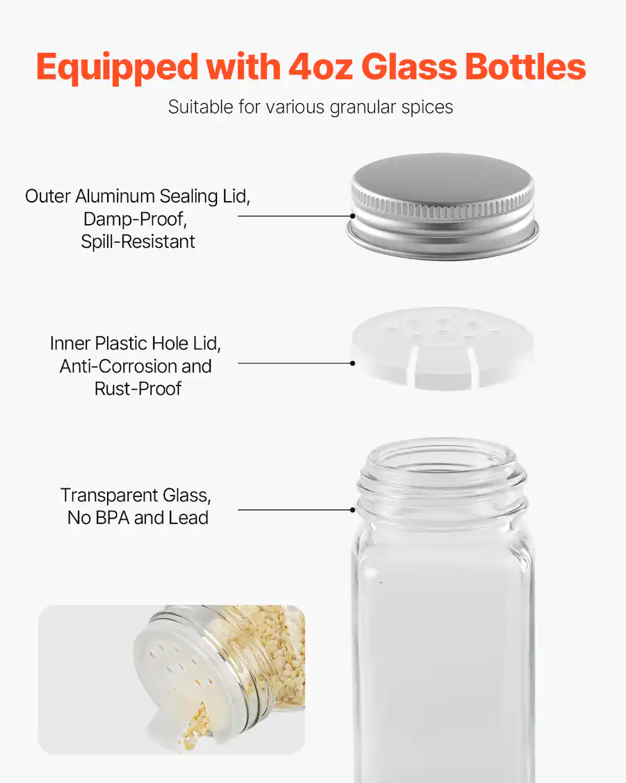 VEVOR Spice Rack Organizer for Cabinet, Spice Organizer with 72 Empty ...