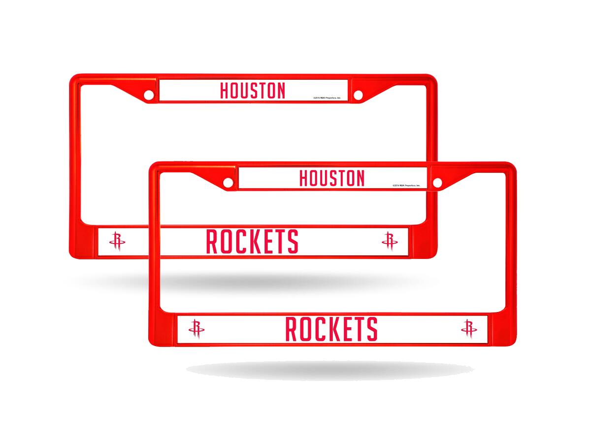 Houston Rockets Red Painted Chrome Metal License Plate Frame - Set of 2 Frames
