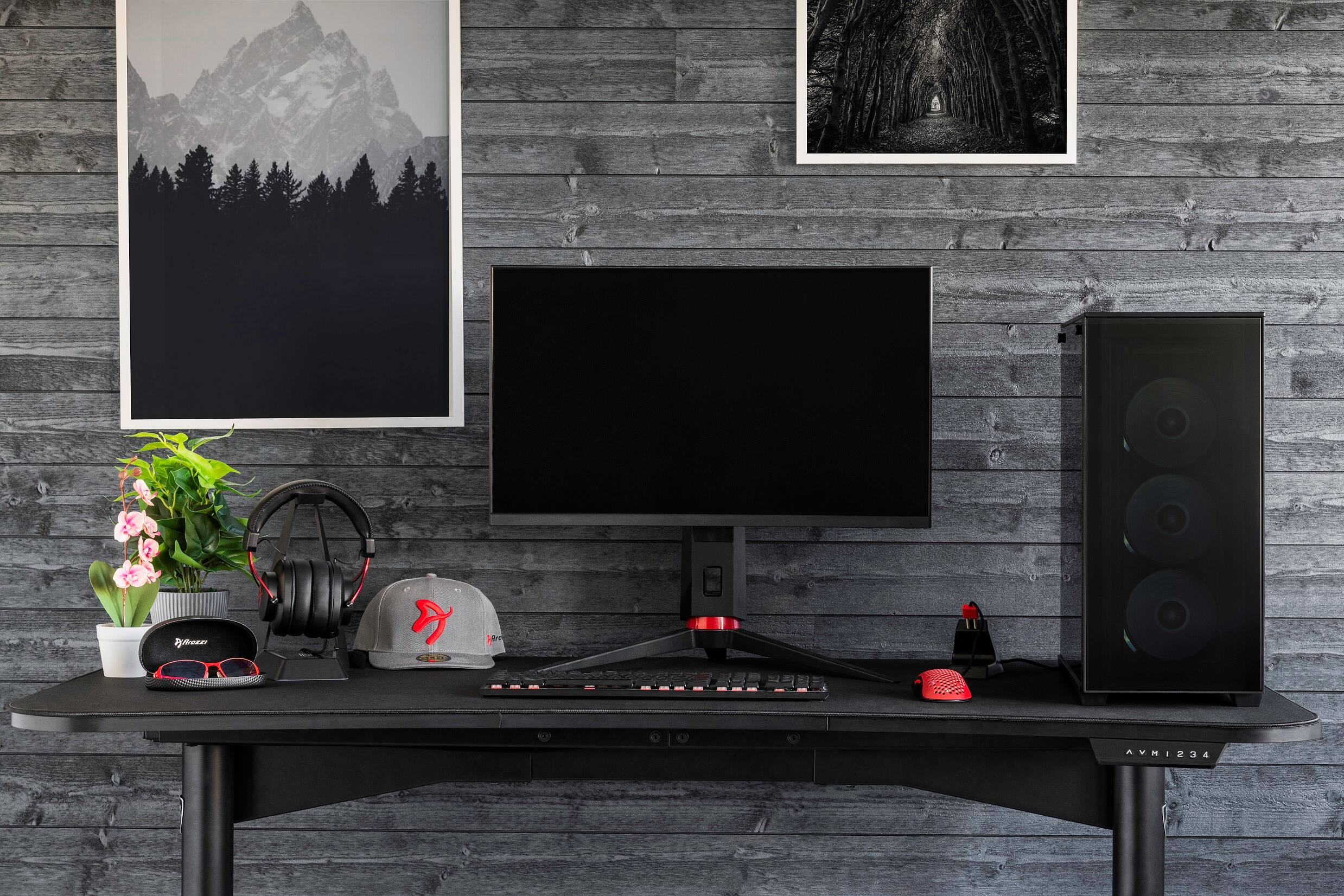 Alt View 11. Arozzi - Arena Moto Motorized Desk - Black.