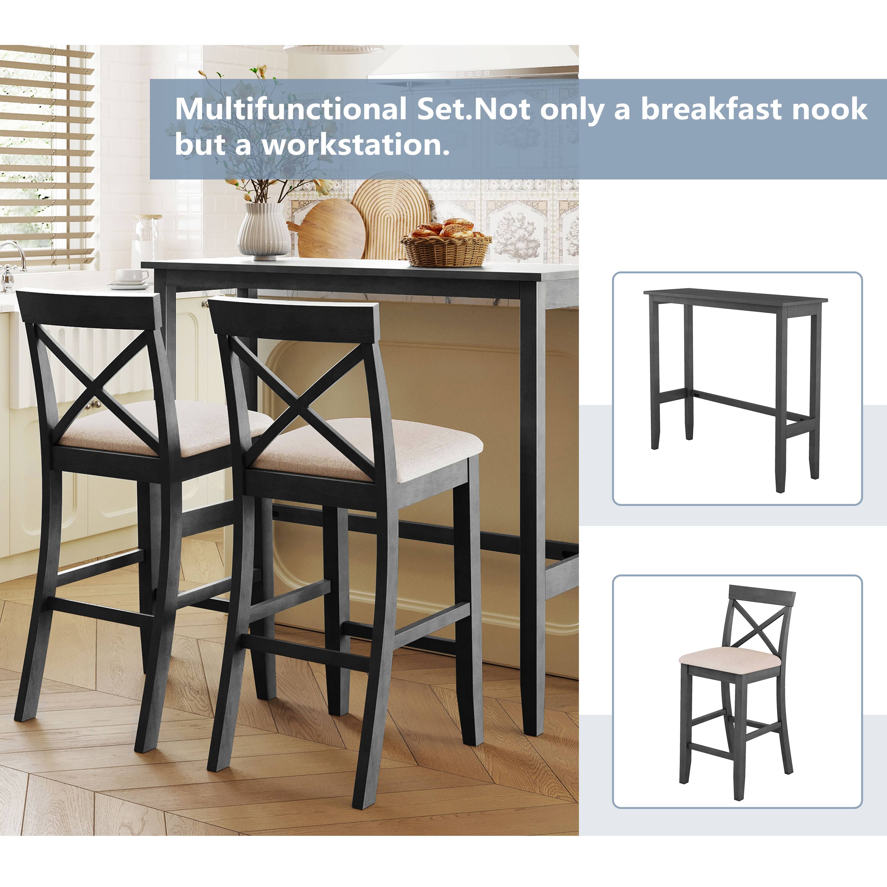 Multifunctional Set. Not only a breakfast nook but a workstation.
