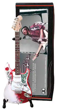 Front. Axe Heaven - 10" Jimi Hendrix Monterey Stratocaster Guitar Model - Black/White/Red.