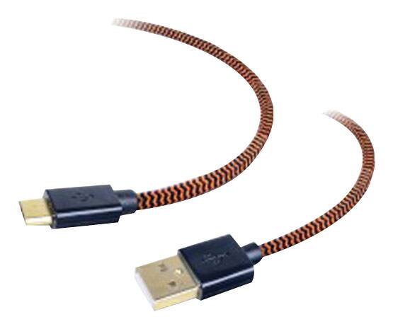Front. ToughTested - 6' USB-to-micro USB Cable - Black/Orange.