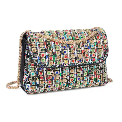 Front. Auledio - Rhinestones Clutch Purses for Women Chain Shoulder Bags Sparkly Evening Bags for Cocktail Prom Party Wedding - Colorful.