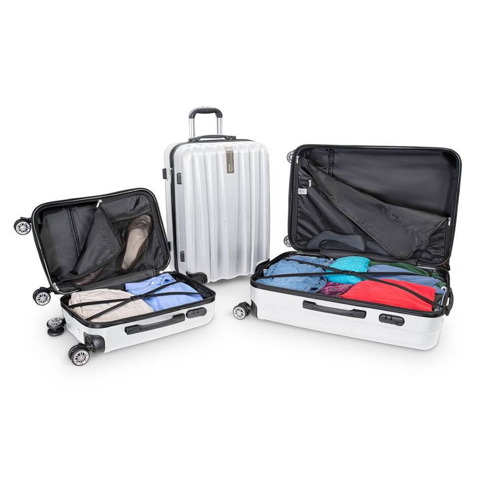 Alt View 6. Deco Gear - Travel Elite Series - 3 Piece Hardside Spinner Luggage Set 5501SL - Silver.