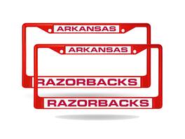 Rico Industries - Arkansas Razorbacks (Set of 2) Red Painted Metal Laser Cut License Plate Frames - Multi