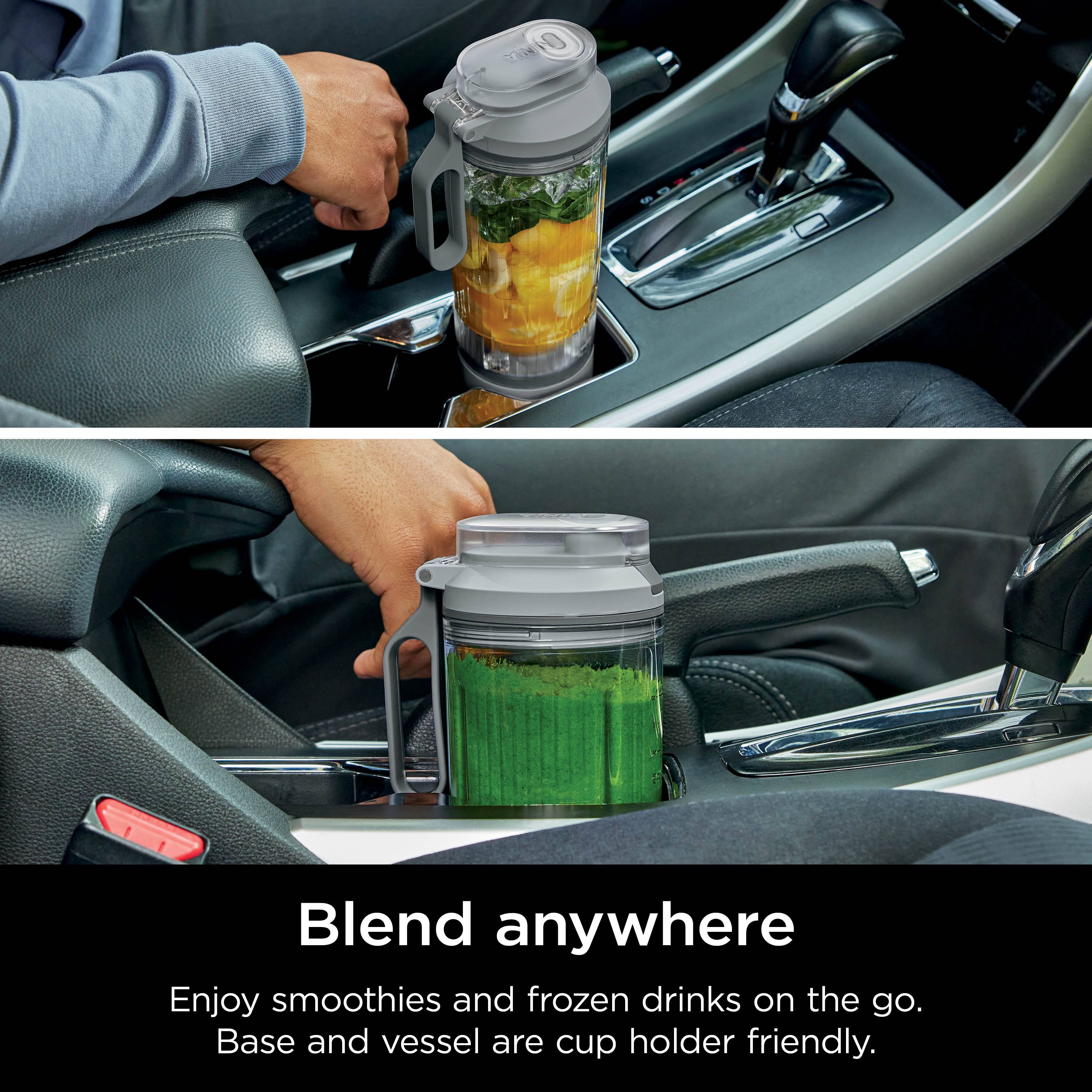 Blend Anywhere Enjoy smoothies and frozen drinks on the go. Base and vessel are cup holder friendly.