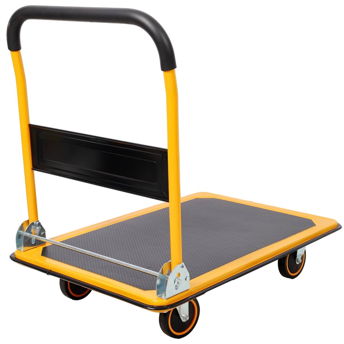 Left. Ropilly - Ropilly Folding Platform Truck, 660 lb Capacity Platform Cart with Steel Deck, Fold Flat Handle, Yellow - Yellow.