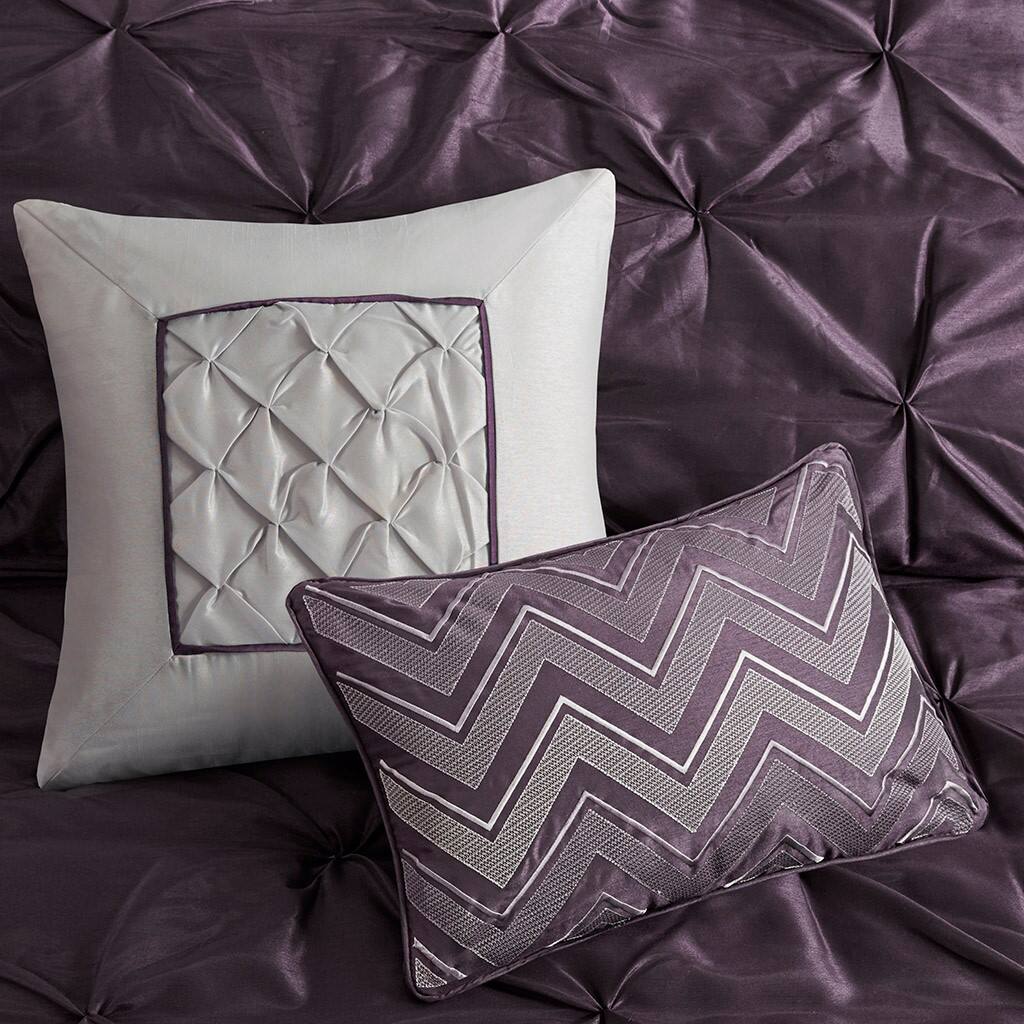 Alt View 1. Gracie Mills - Gracie Mills Shelby 7-Piece Padded Comforter Set - Plum.